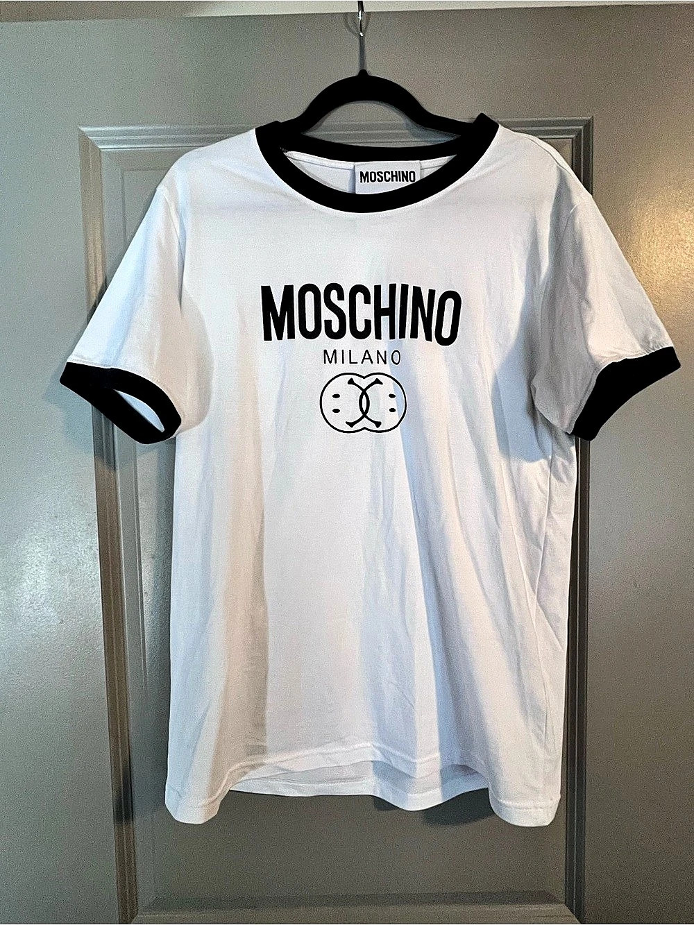 Moschino Couture! Milano Double Smiley T-Shirt Graphic Tee black & white